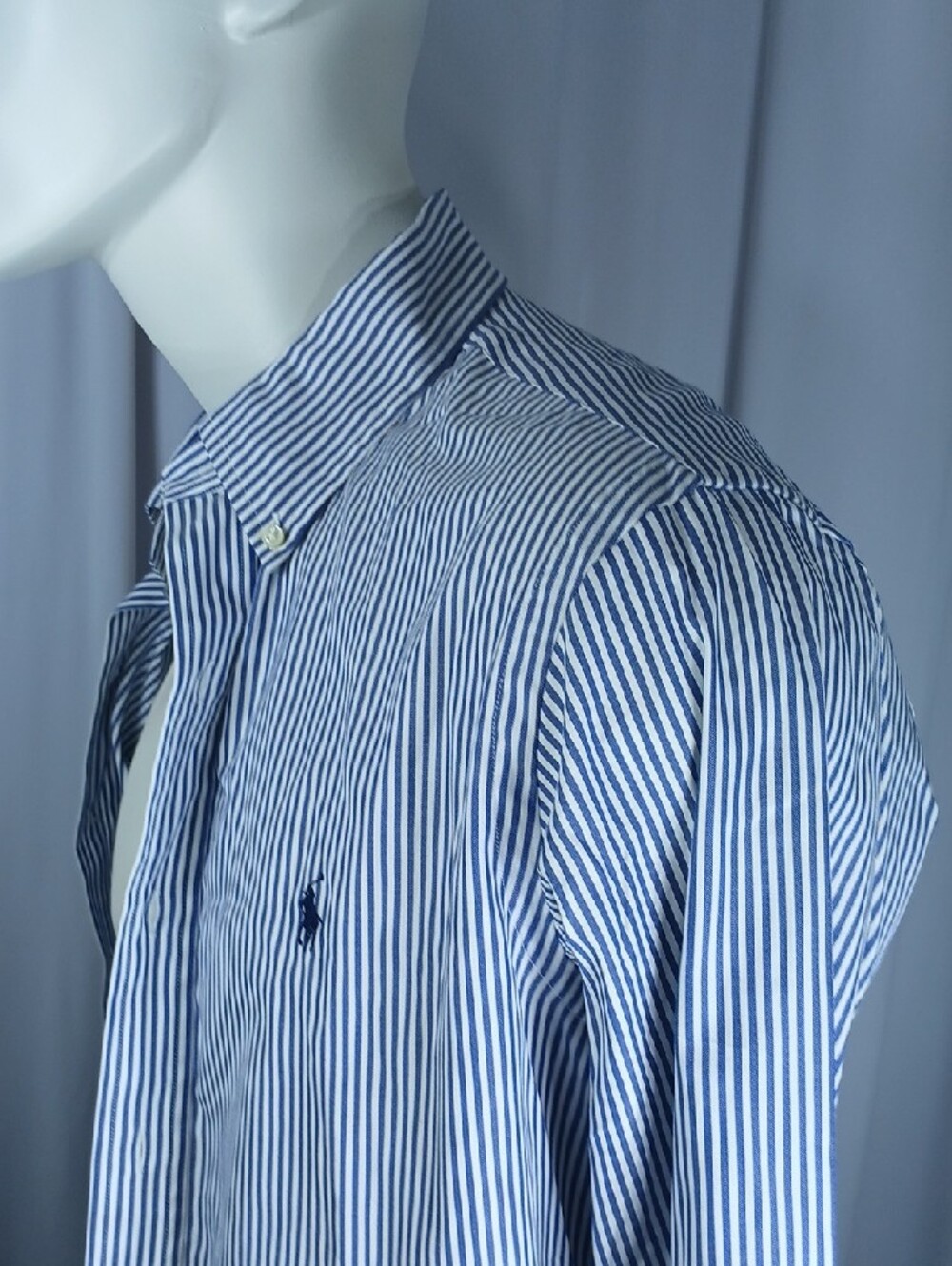 Ralph Lauren Men’s Blue & White Striped cotton Dress Shirt - Picture 10 of 12